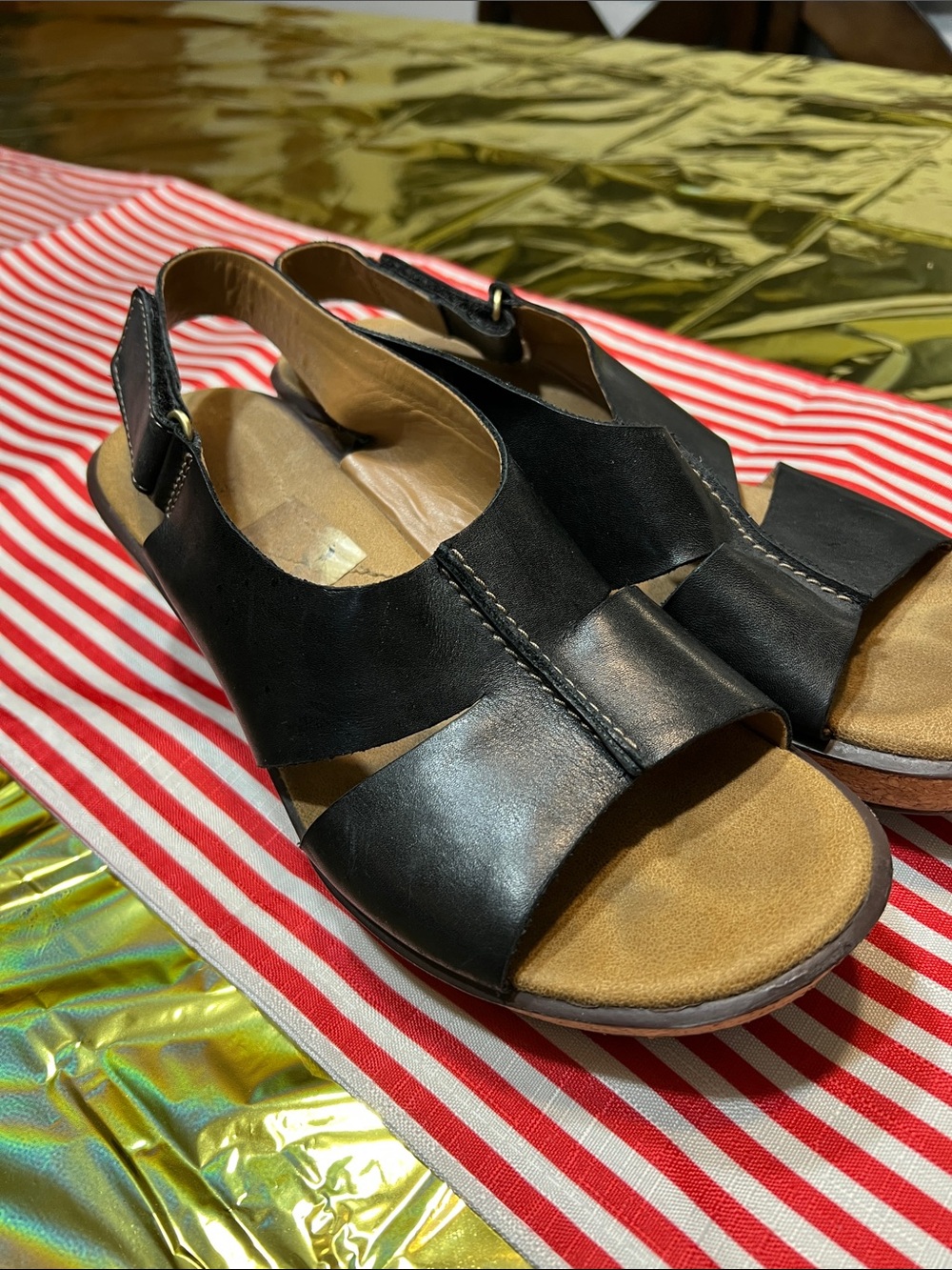 Clarks Black Open-Toe Slingback Comfort Sandals
